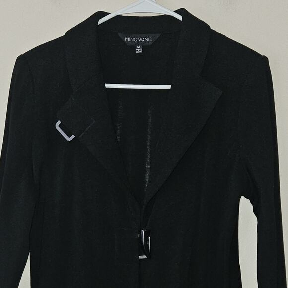 Ming Wang Jacket Open Cardigan Jacket Black Stylish Size Medium - Picture 3 of 6